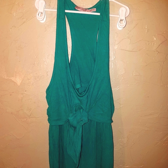 Juicy Couture Med Teal Turquoise Racerback Built-In Bra Casual Long Maxi Dress - Picture 10 of 13
